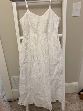 a new day White Eyelet Spaghetti-Strap Midi Dress